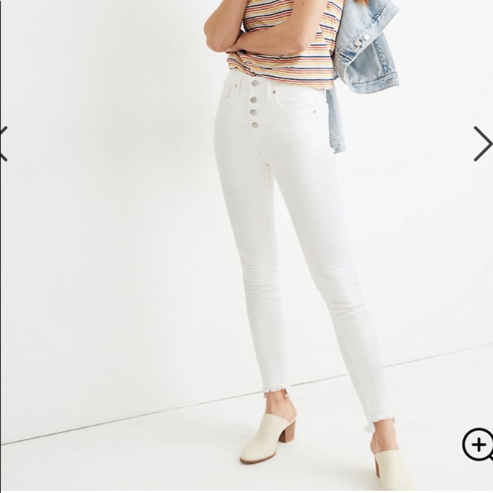 Madewell white skinny step hem jean